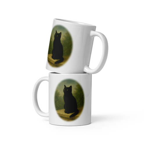 Black Cat Mug: Vintage Cat Lover Tea Cup