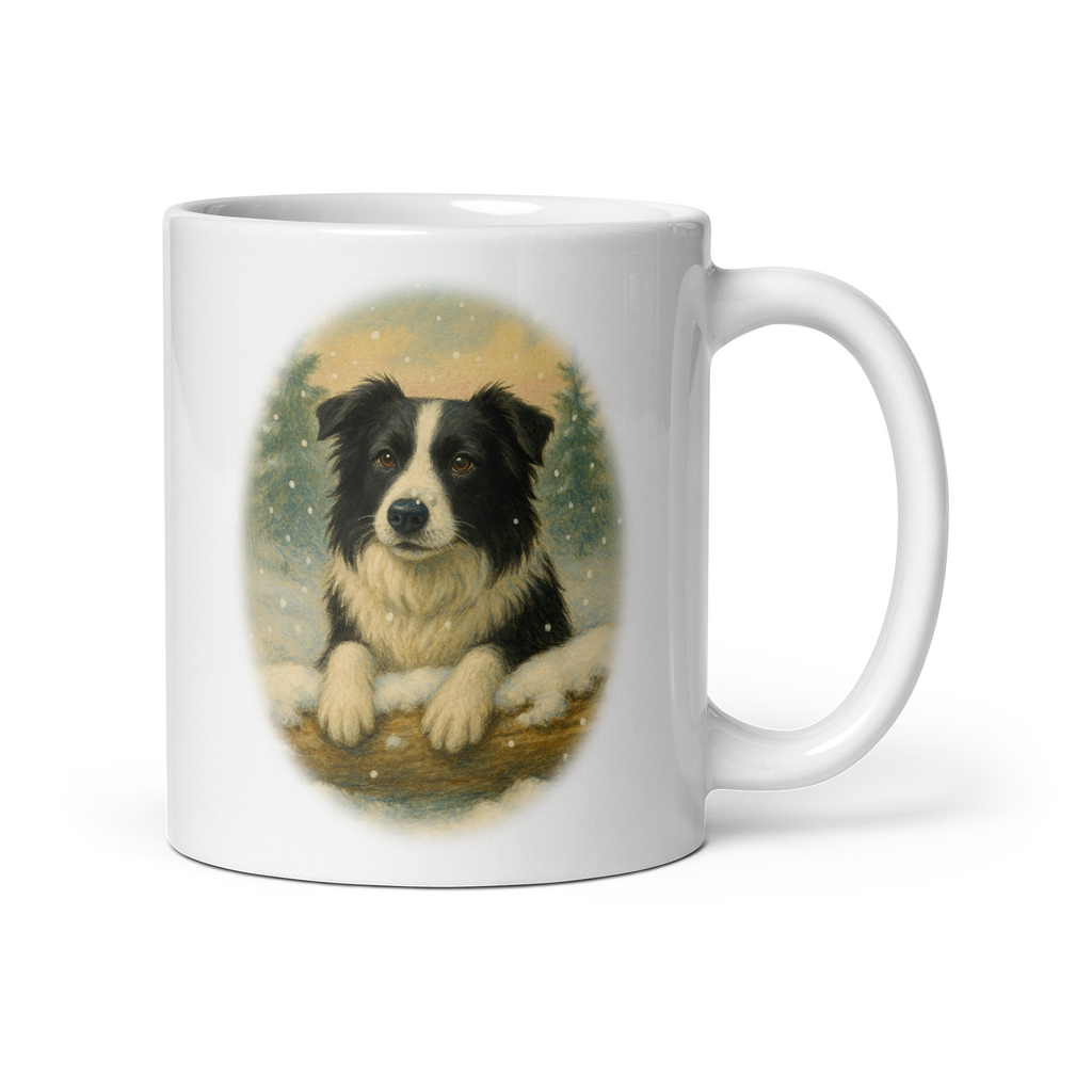 Border Collie Christmas Mug: Vintage Winter Dog Tea Cup