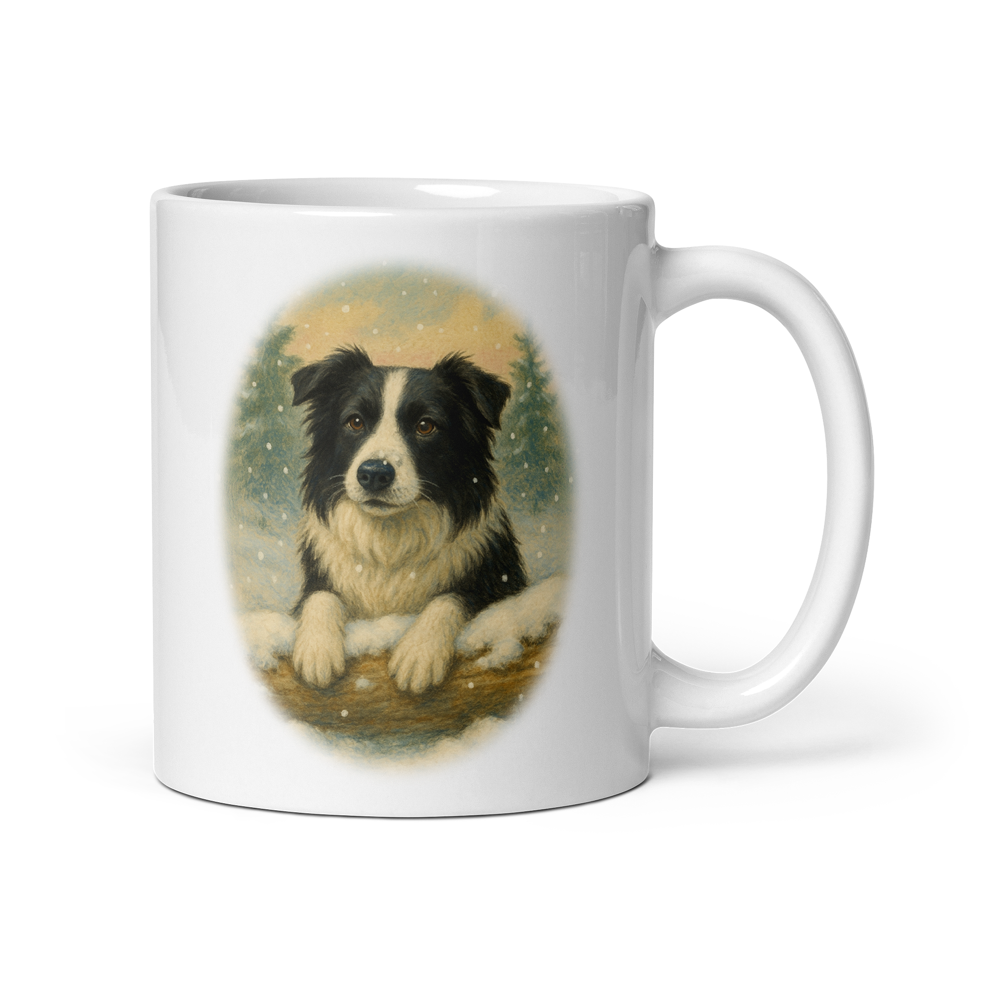 Border Collie Christmas Mug: Vintage Winter Dog Tea Cup