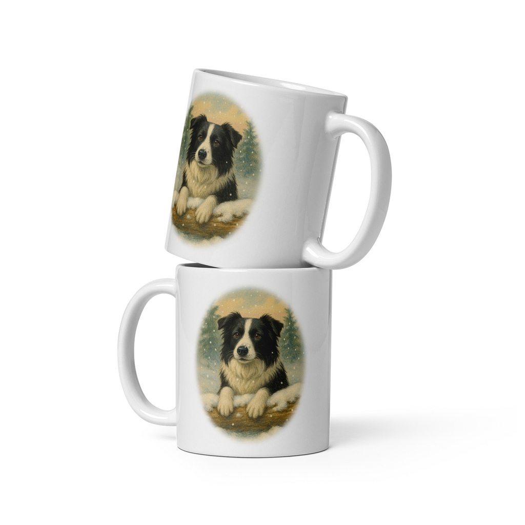 Border Collie Christmas Mug: Vintage Winter Dog Tea Cup