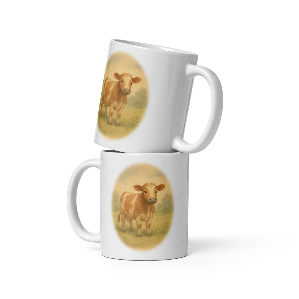 Cow Mug: Vintage Farm Animal Illustration Country Tea Cup
