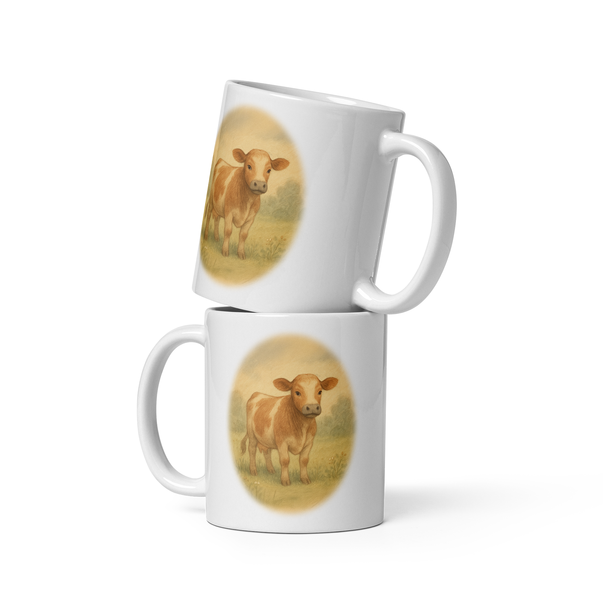 Cow Mug: Vintage Farm Animal Illustration Country Tea Cup