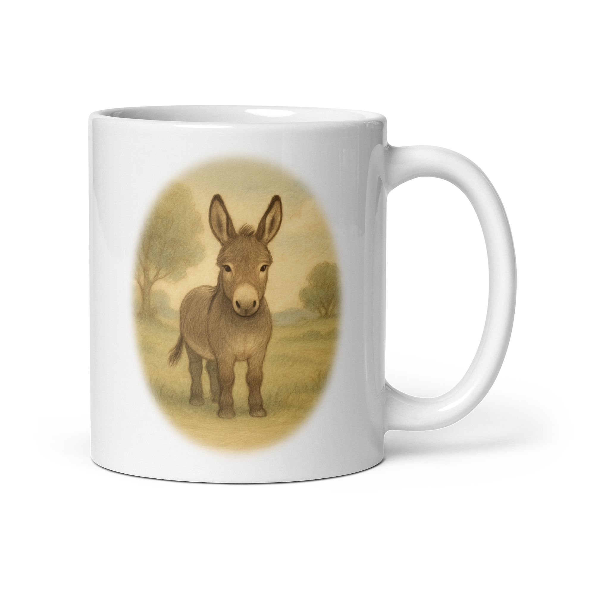 Donkey Mug: Vintage Farm Animal Illustration Country Tea Cup