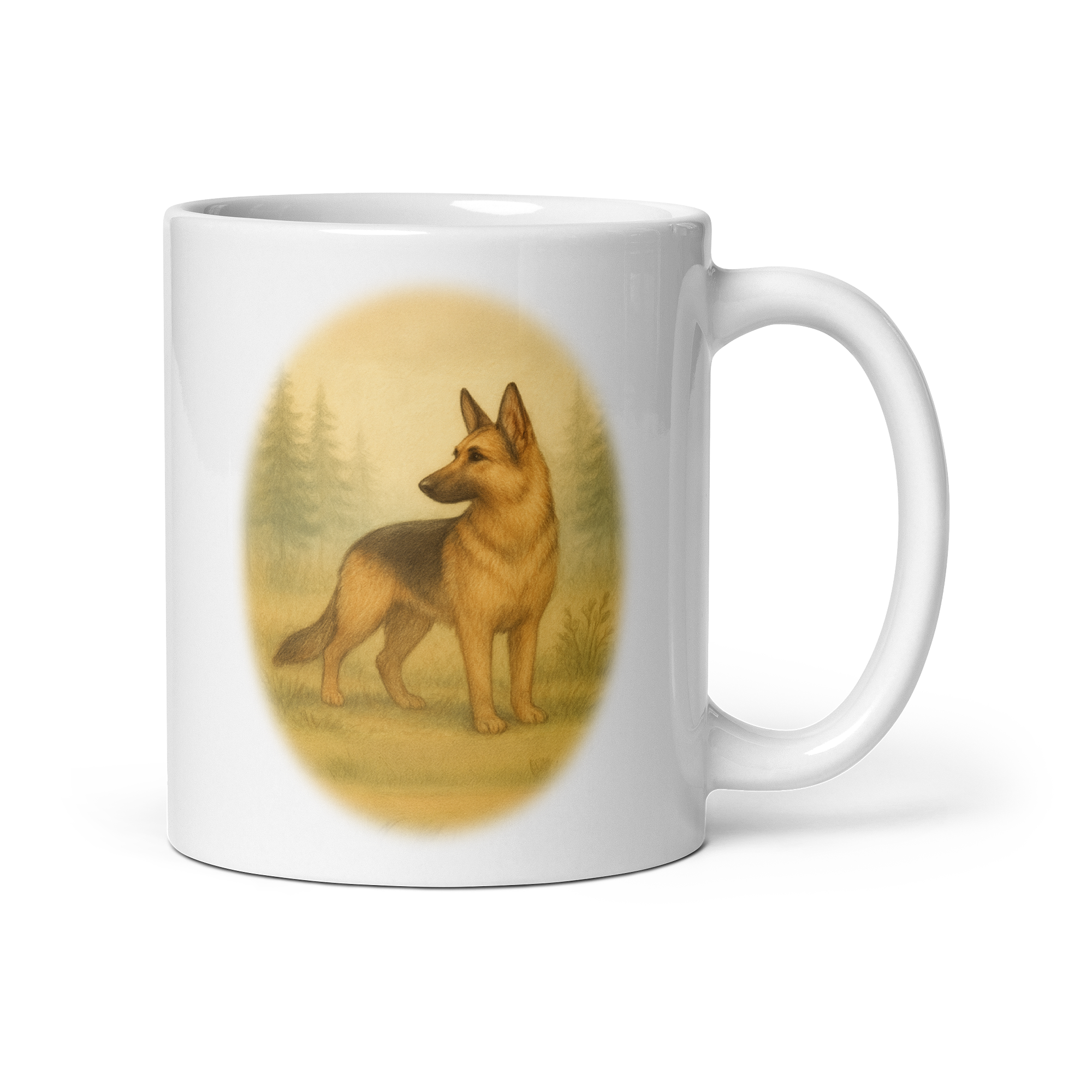 German Shepherd Mug: Vintage Dog Illustration Country Tea Cup