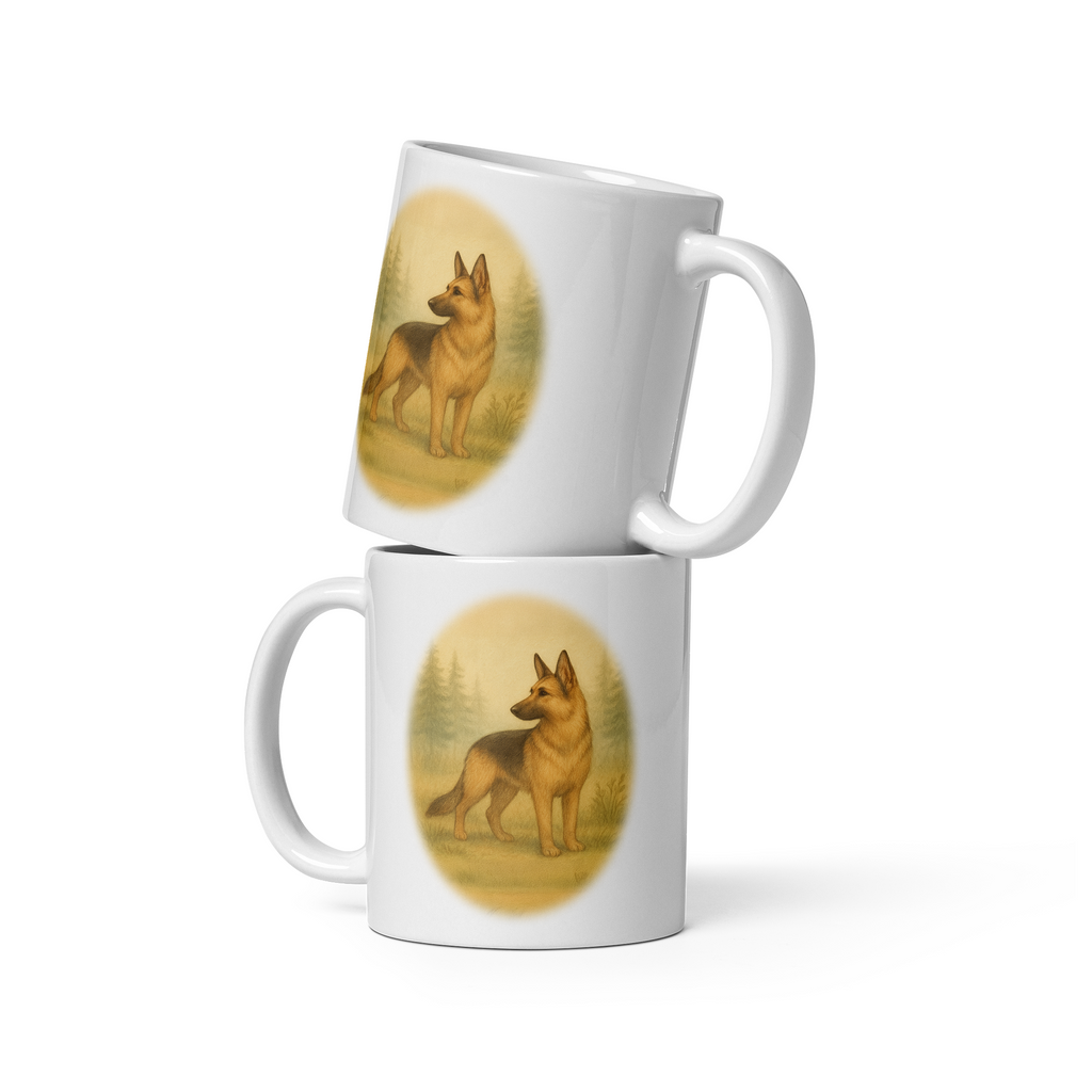 German Shepherd Mug: Vintage Dog Illustration Country Tea Cup