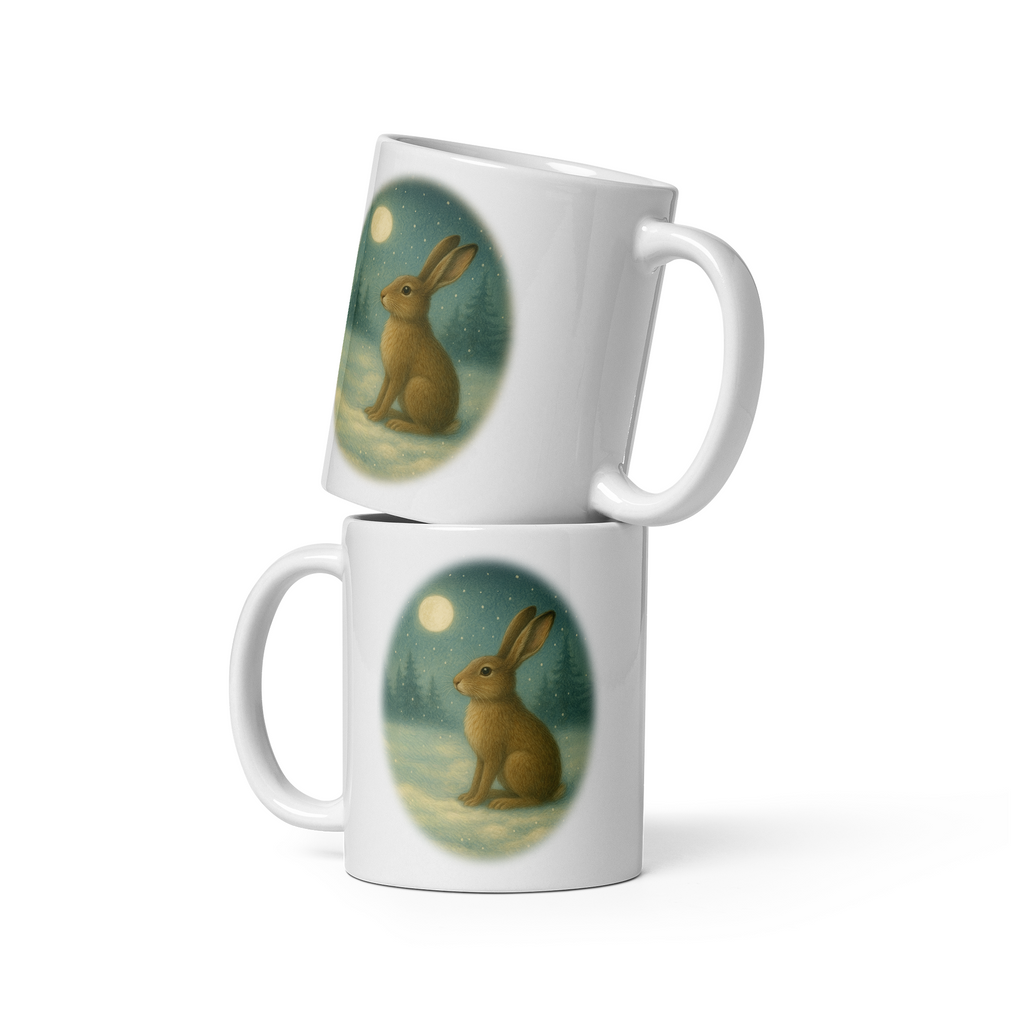 Hare Christmas Mug: Vintage Winter Woodland Tea Cup