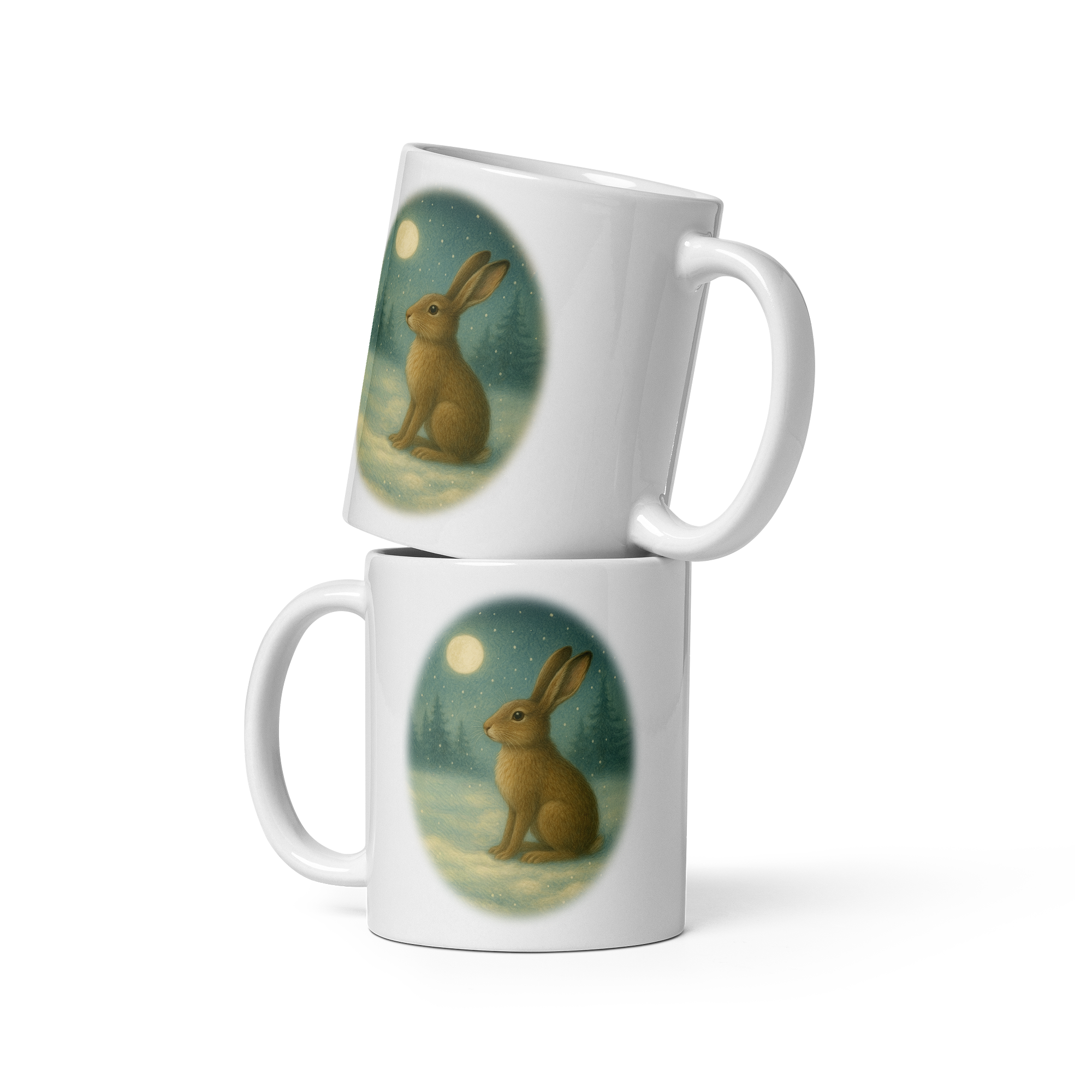 Hare Christmas Mug: Vintage Winter Woodland Tea Cup