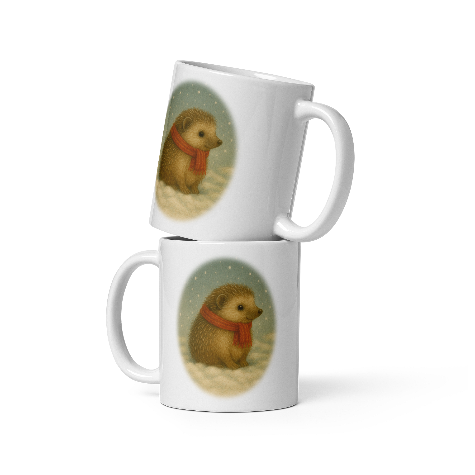 Hedgehog Christmas Mug: Vintage Winter Woodland Tea Cup