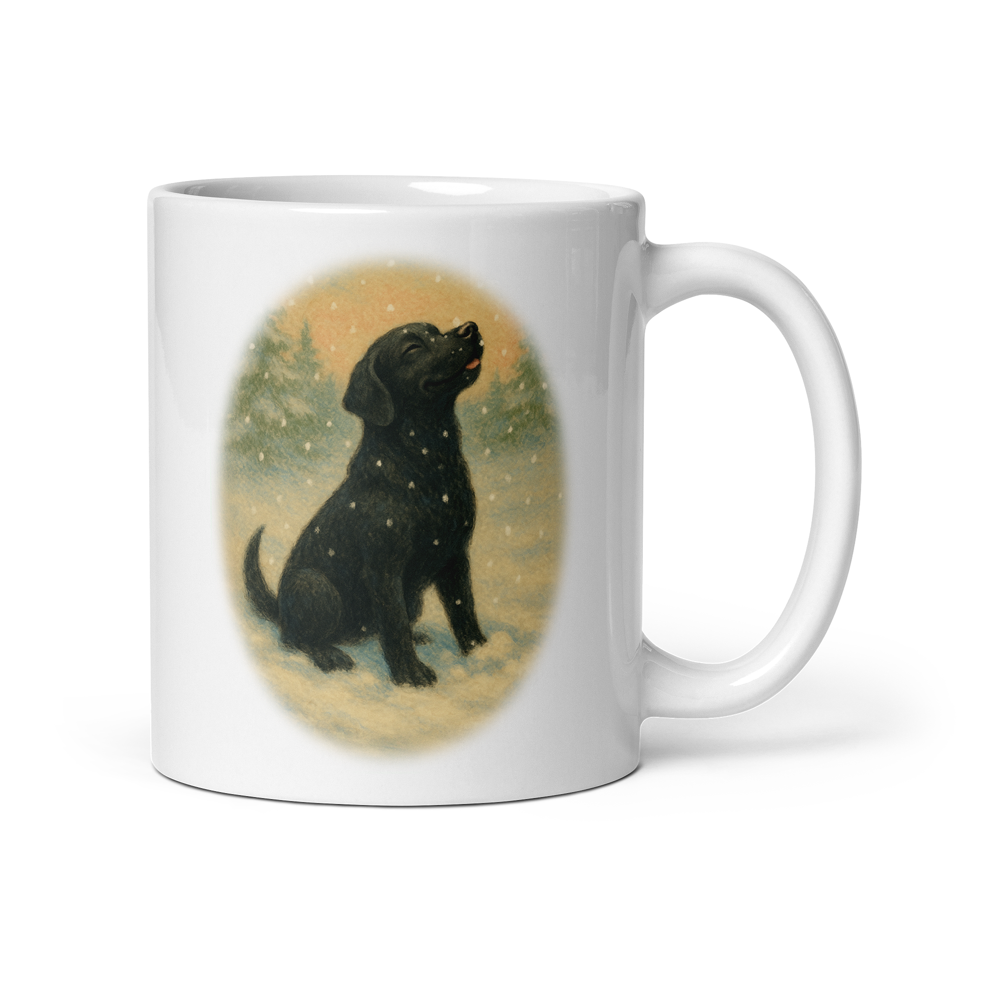 Black Labrador Christmas Mug: Vintage Winter Dog Tea Cup
