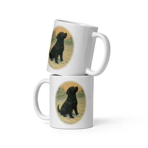 Black Labrador Christmas Mug: Vintage Winter Dog Tea Cup