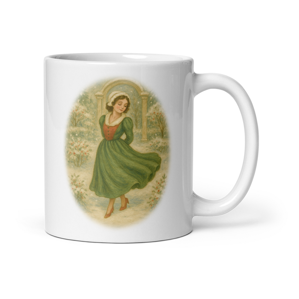Dancing Lady Mug: Vintage 12 Days of Christmas Festive Tea Cup