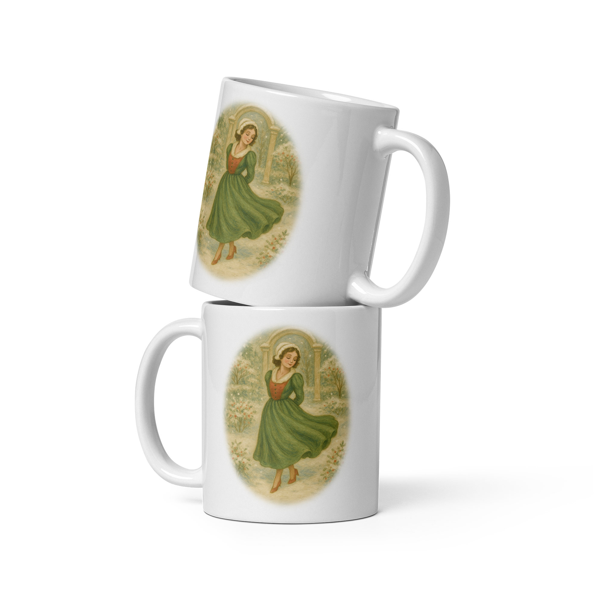Dancing Lady Mug: Vintage 12 Days of Christmas Festive Tea Cup