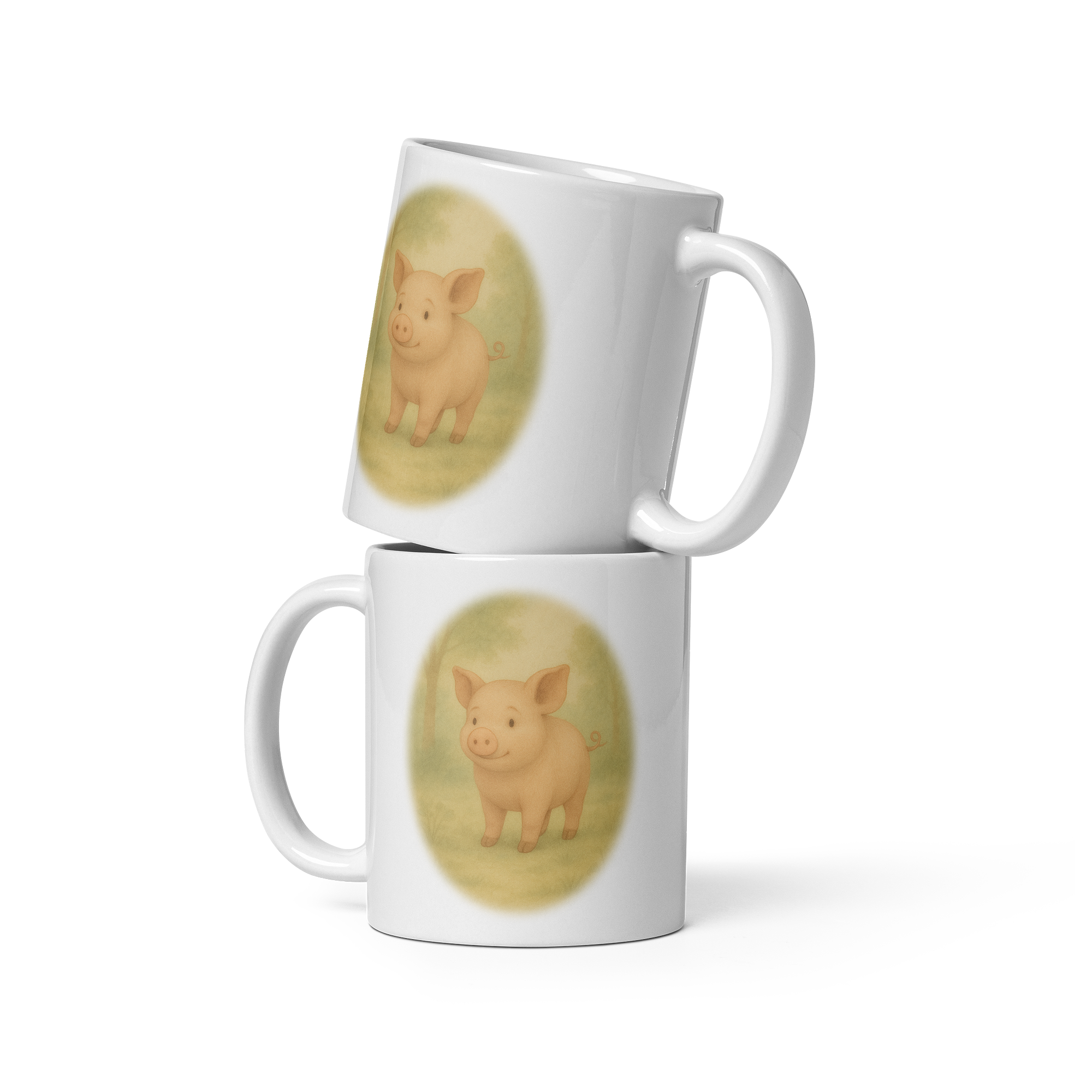 Pig Mug: Vintage Farm Animal Illustration Country Tea Cup