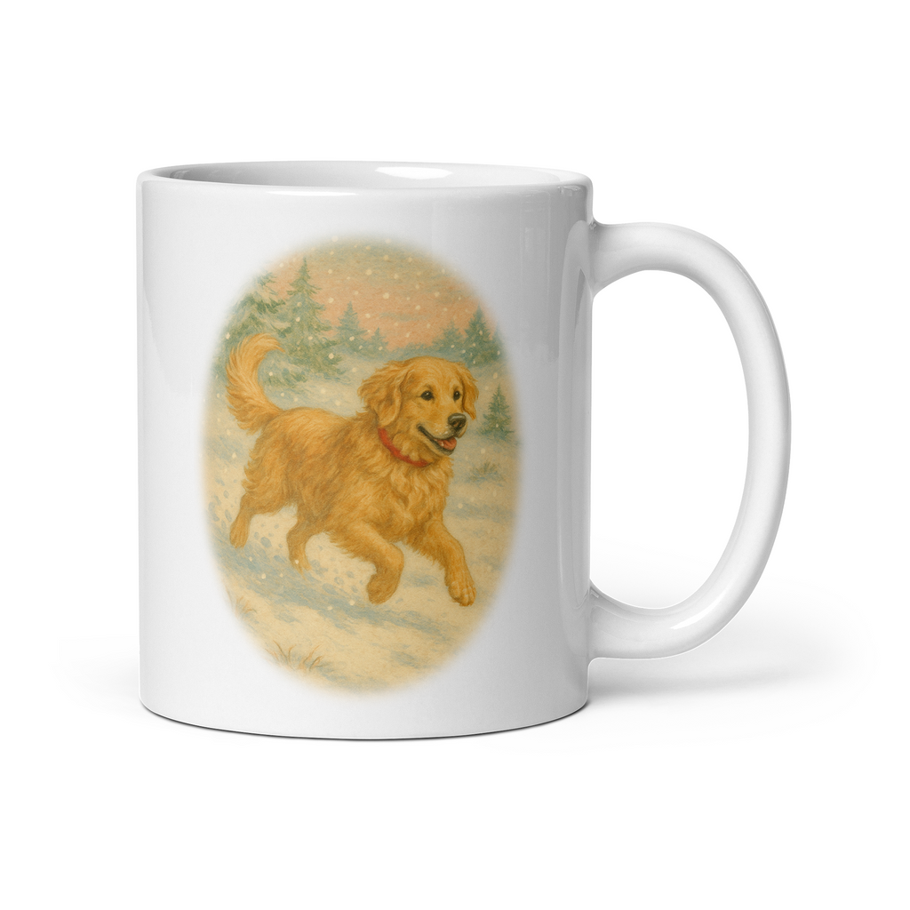Golden Retriever Christmas Mug: Vintage Winter Dog Tea Cup