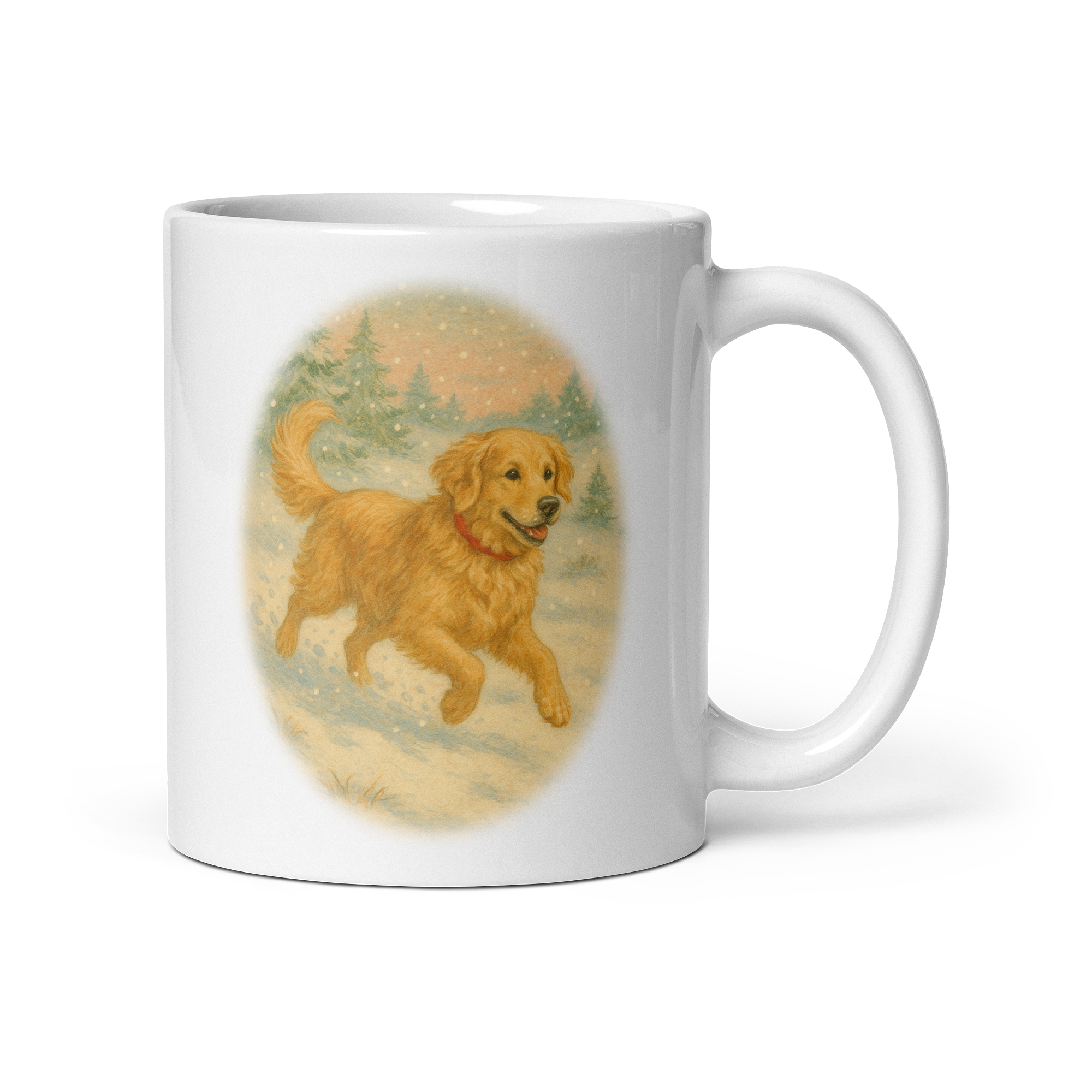 Golden Retriever Christmas Mug: Vintage Winter Dog Tea Cup