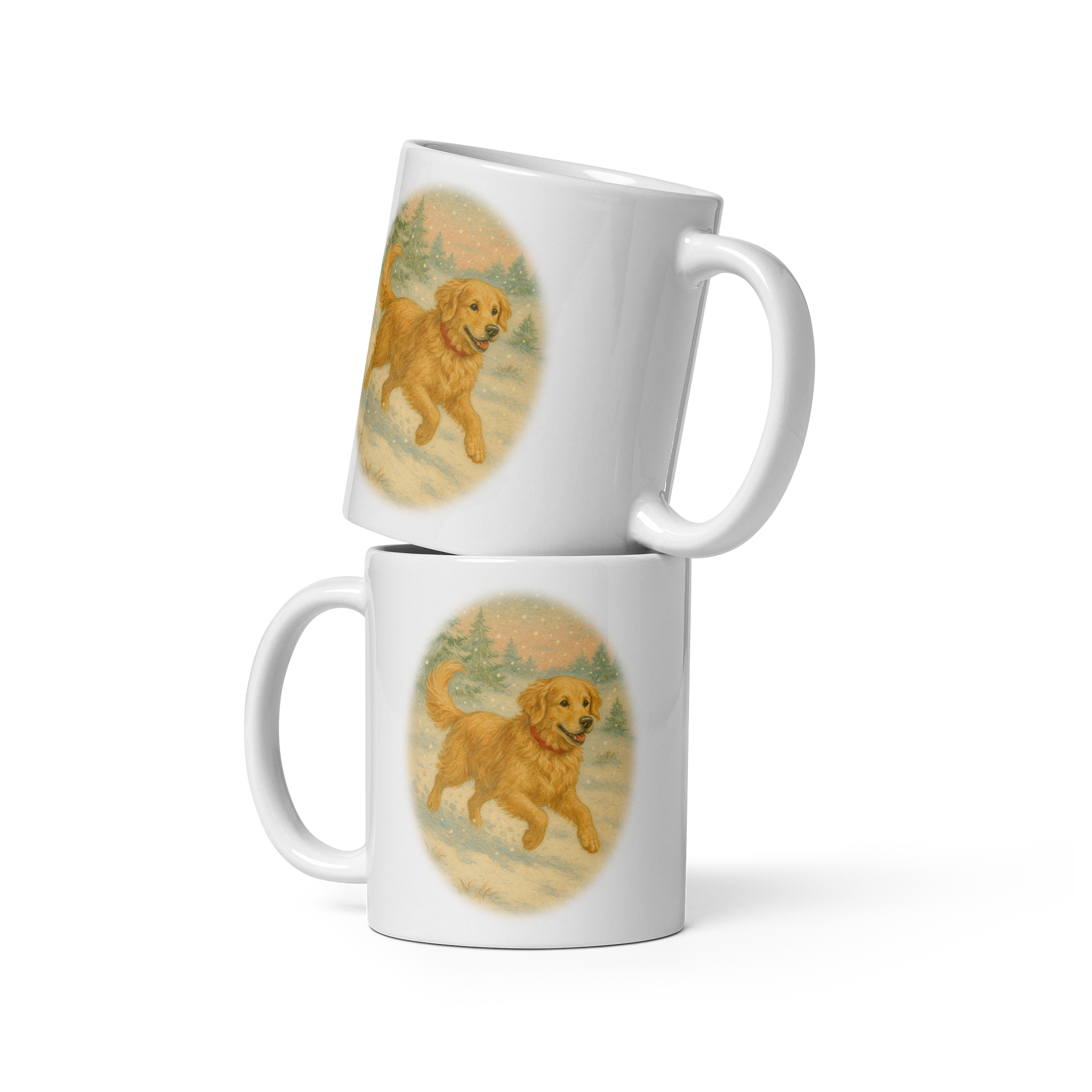 Golden Retriever Christmas Mug: Vintage Winter Dog Tea Cup