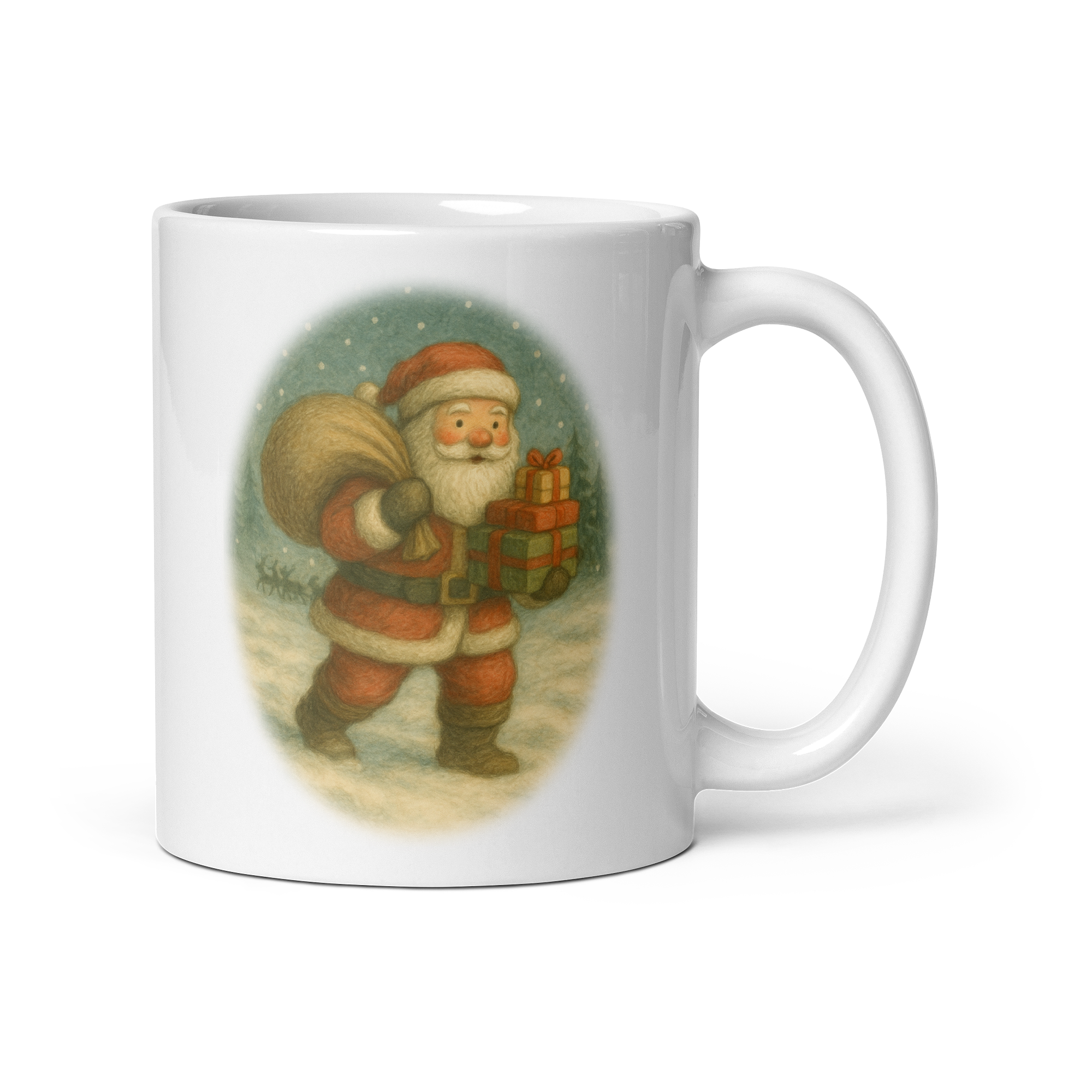 Vintage Santa Coffee Mug, Festive Christmas Tea Cup