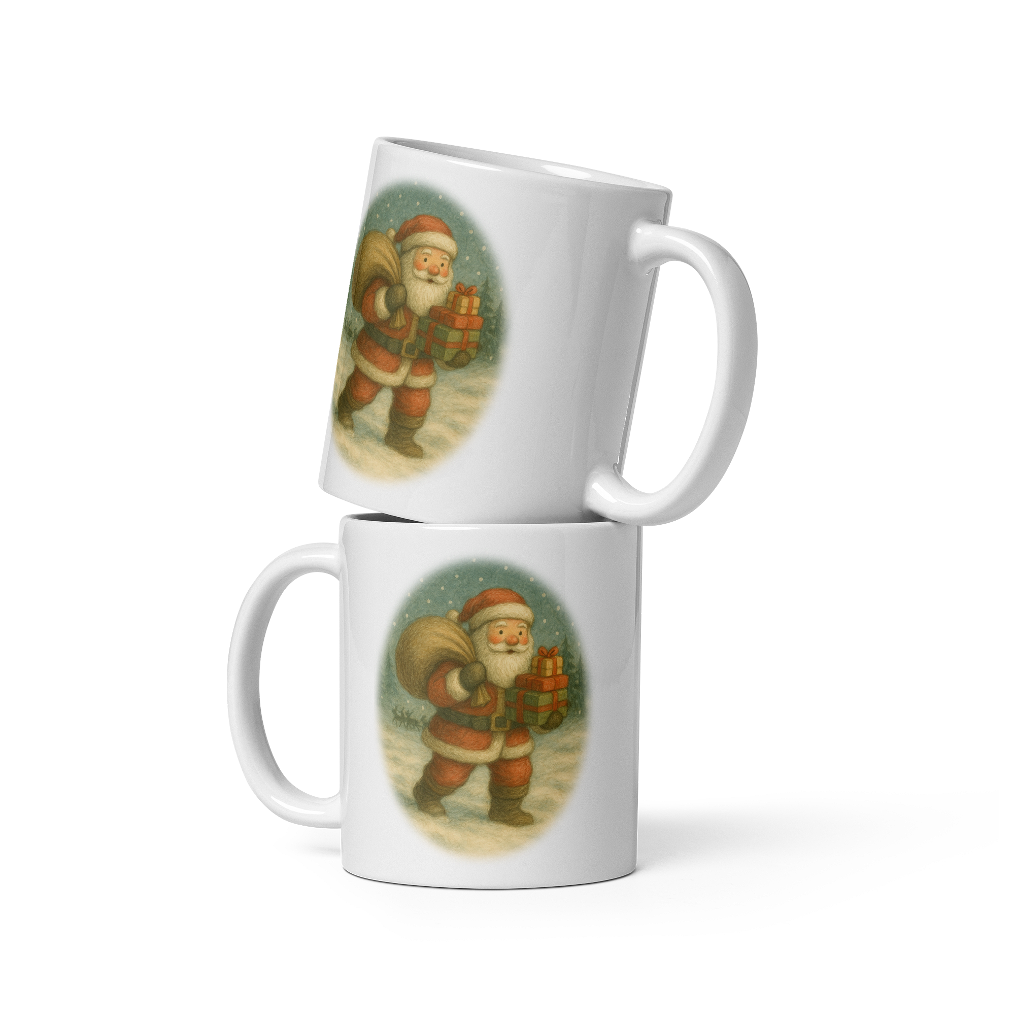 Vintage Santa Coffee Mug, Festive Christmas Tea Cup