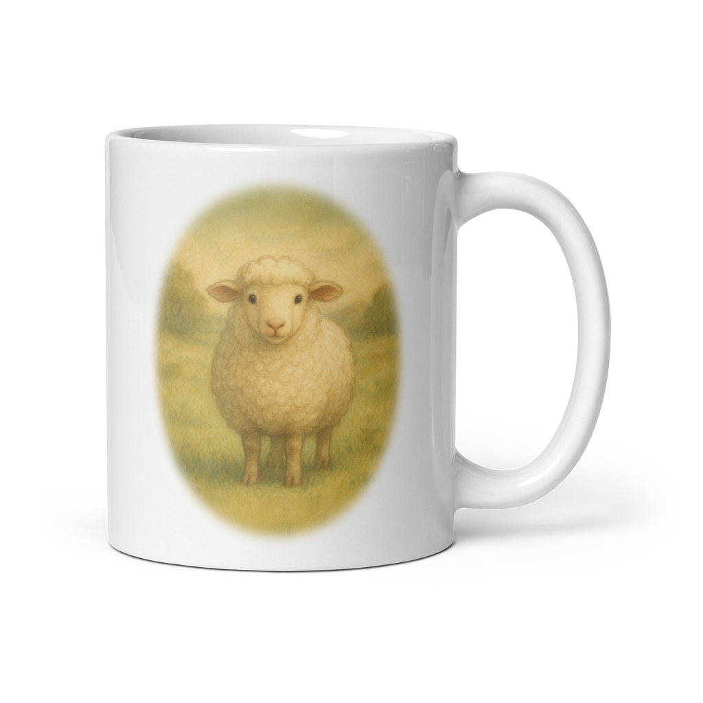 Sheep Mug: Vintage Farm Animal Illustration Country Tea Cup