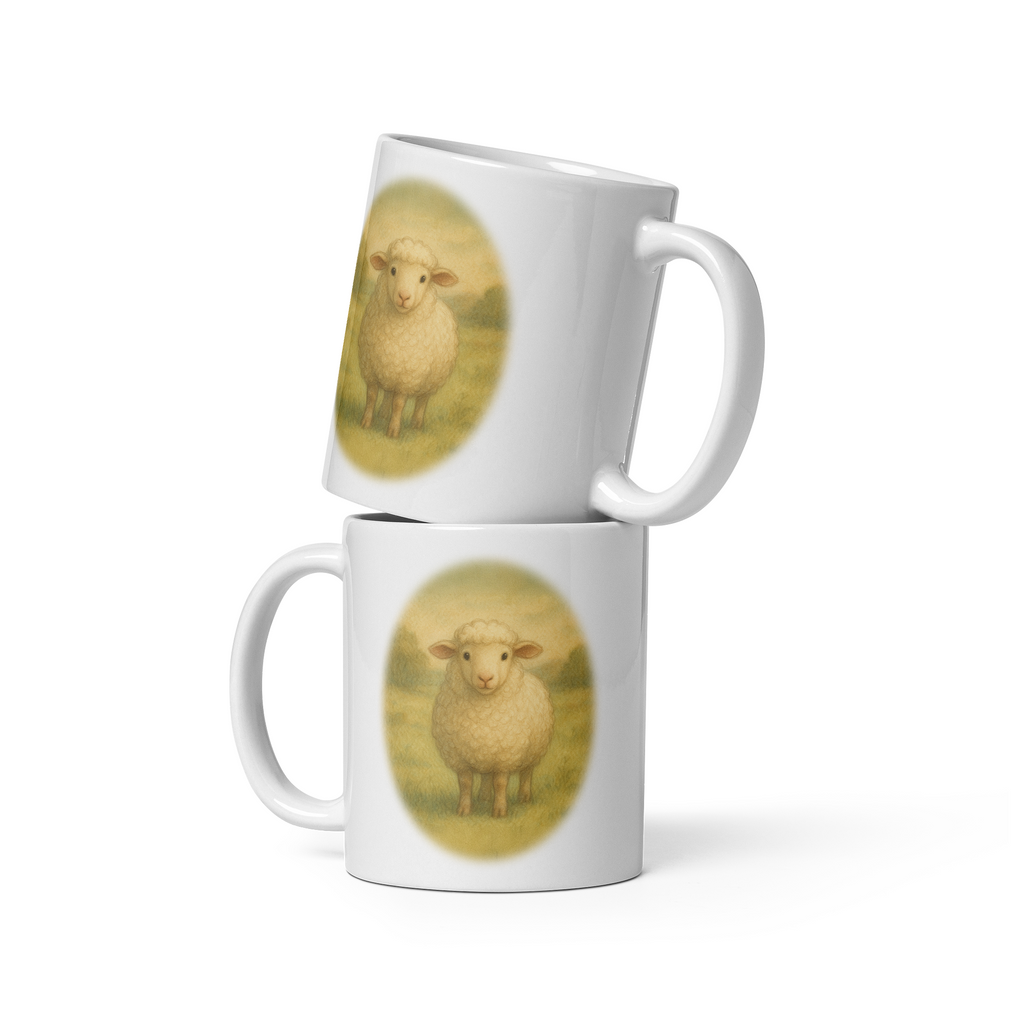 Sheep Mug: Vintage Farm Animal Illustration Country Tea Cup