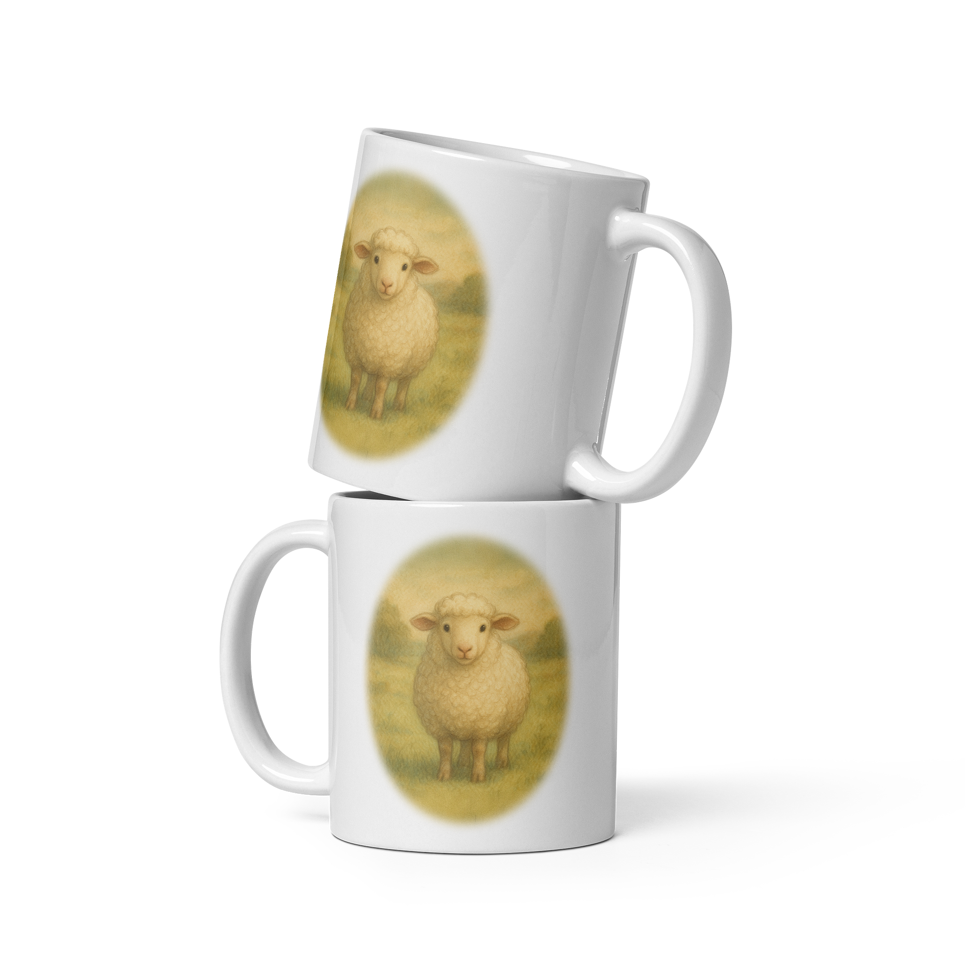 Sheep Mug: Vintage Farm Animal Illustration Country Tea Cup