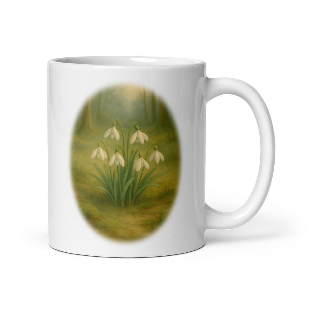 Snowdrops Mug: Vintage Woodland Spring Flowers Tea Cup