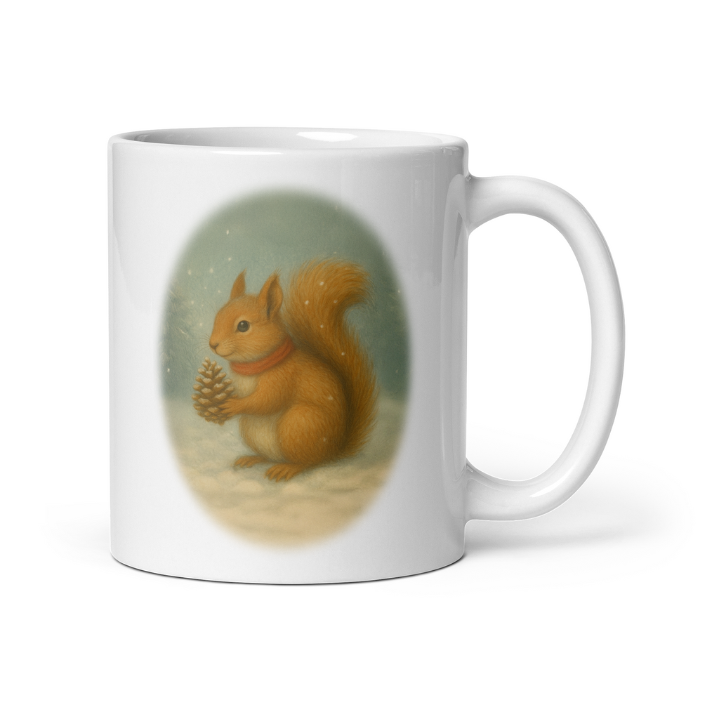 Squirrel Christmas Mug: Vintage Winter Woodland Tea Cup