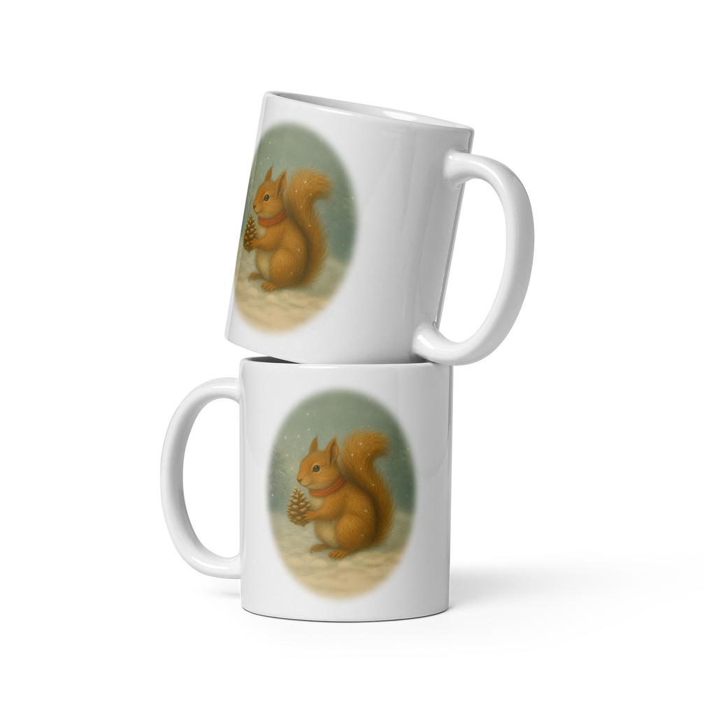 Squirrel Christmas Mug: Vintage Winter Woodland Tea Cup